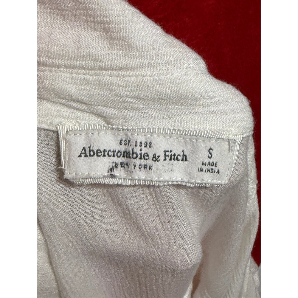 Abercrombie & Fitch White Viscose Criss Cross Blouse Long Sleeve Top S - Picture 3 of 7